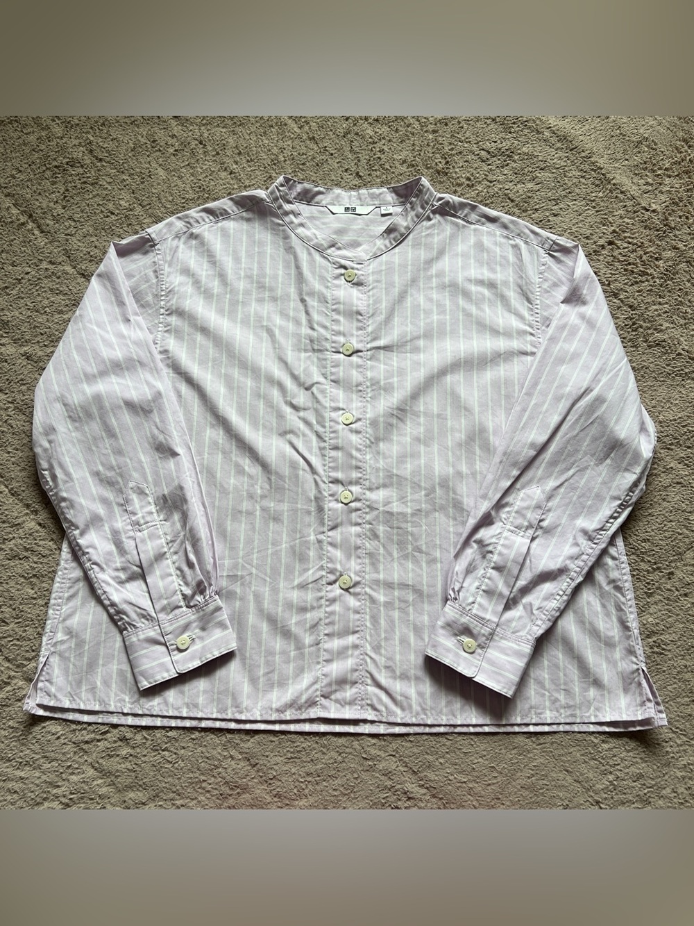 Uniqlo Striped Cotton Blouse Preppy Office Job Interview Corporate‎ Coastal Sz S